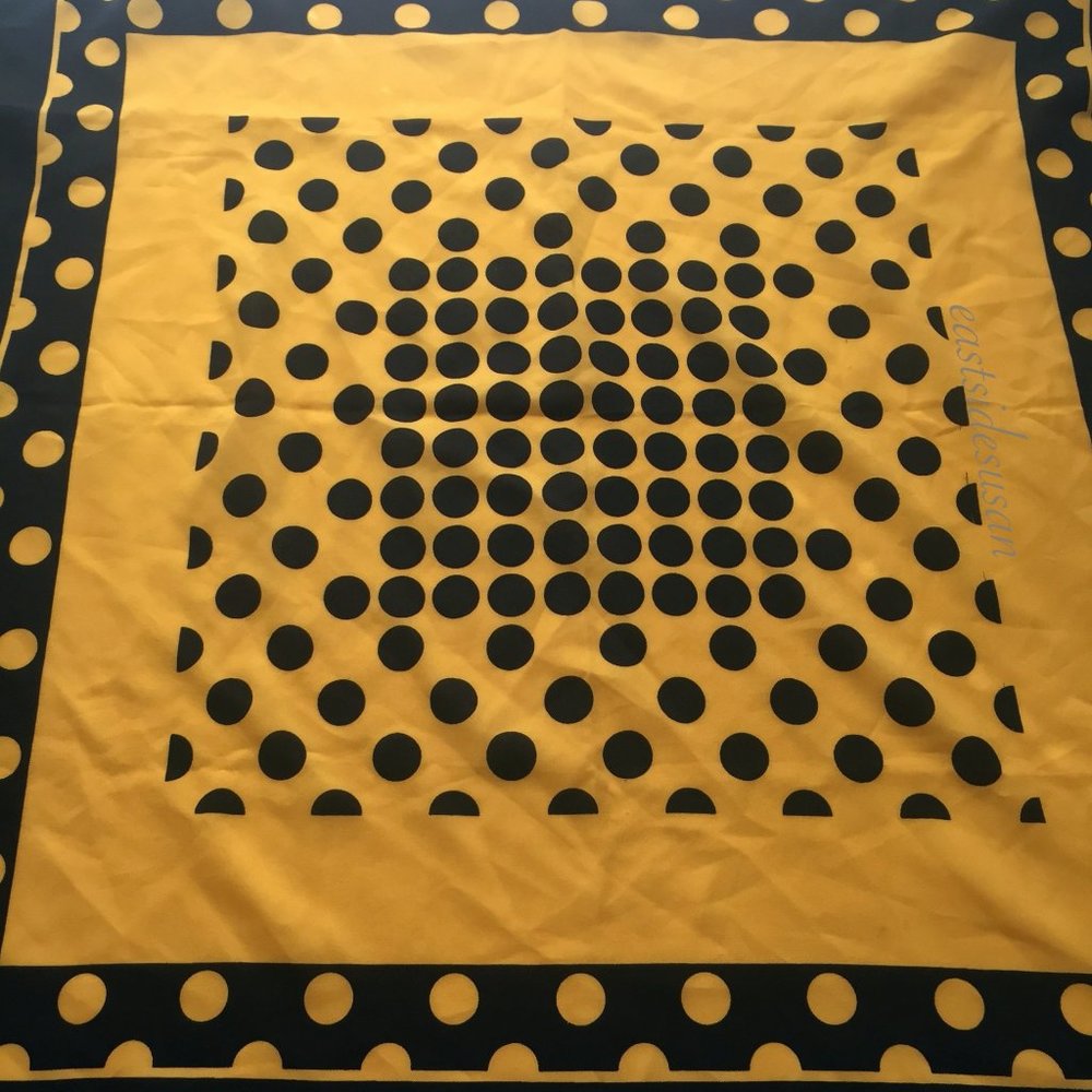 VTG 60s Italian Mod Scarf / Kerchief w Polka Dots MCM Glam
